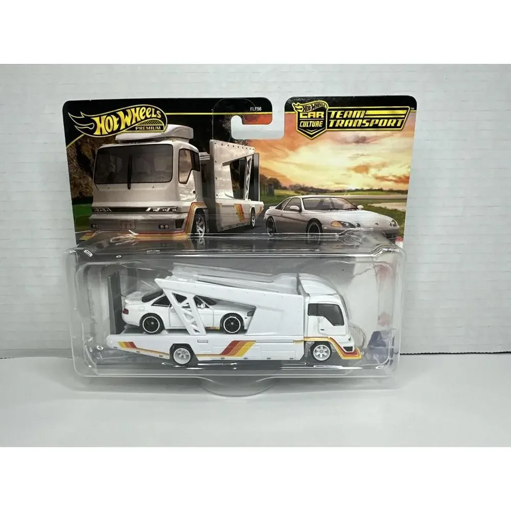 Hot Wheels Team Transport White Car Carrier Truck with White Sports Car